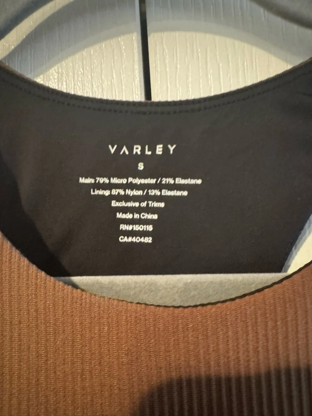 Varley Chocolate Brown Ribbed Long Line Racerback Sports Bra - Size S - Picture 5 of 7
